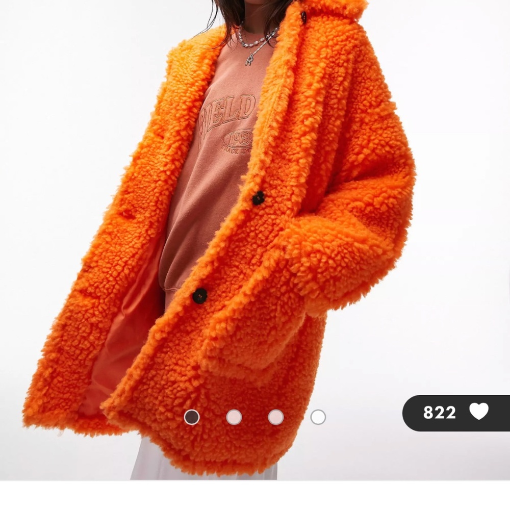 Topshop asos chunky borg fun teddy coat in bright colorful orange! 🧡